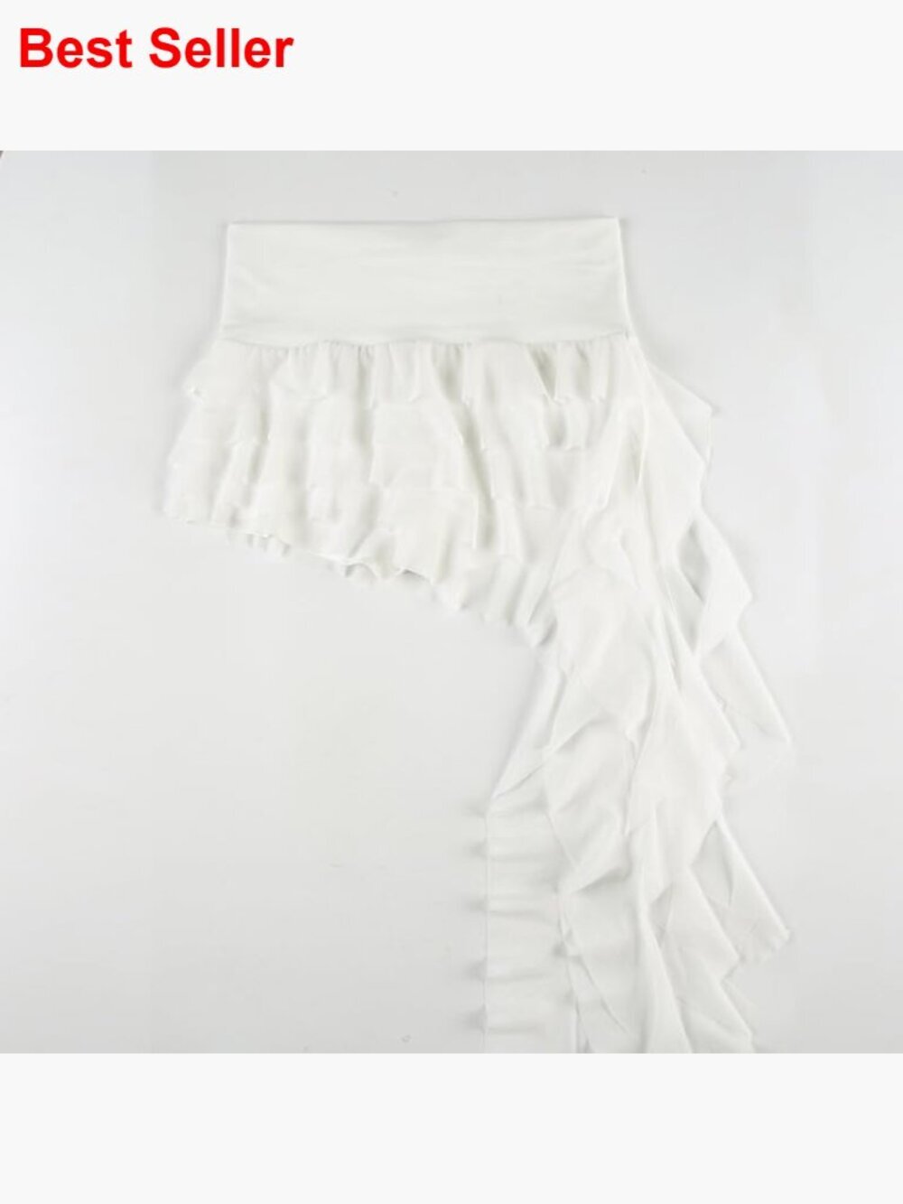Ruffle Mini Skirt High Waisted Layered Cake Skirt Polyester Fabric - Picture 5 of 7